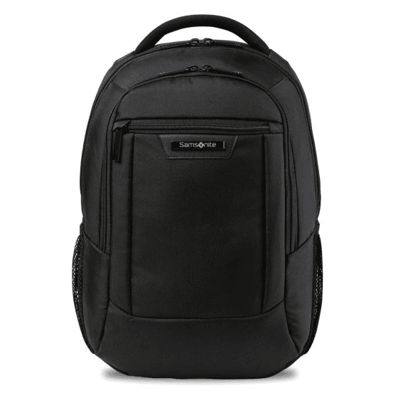 Black Samsonite Classic Business 2.0 laptop backpack with front pocket and mesh side pockets